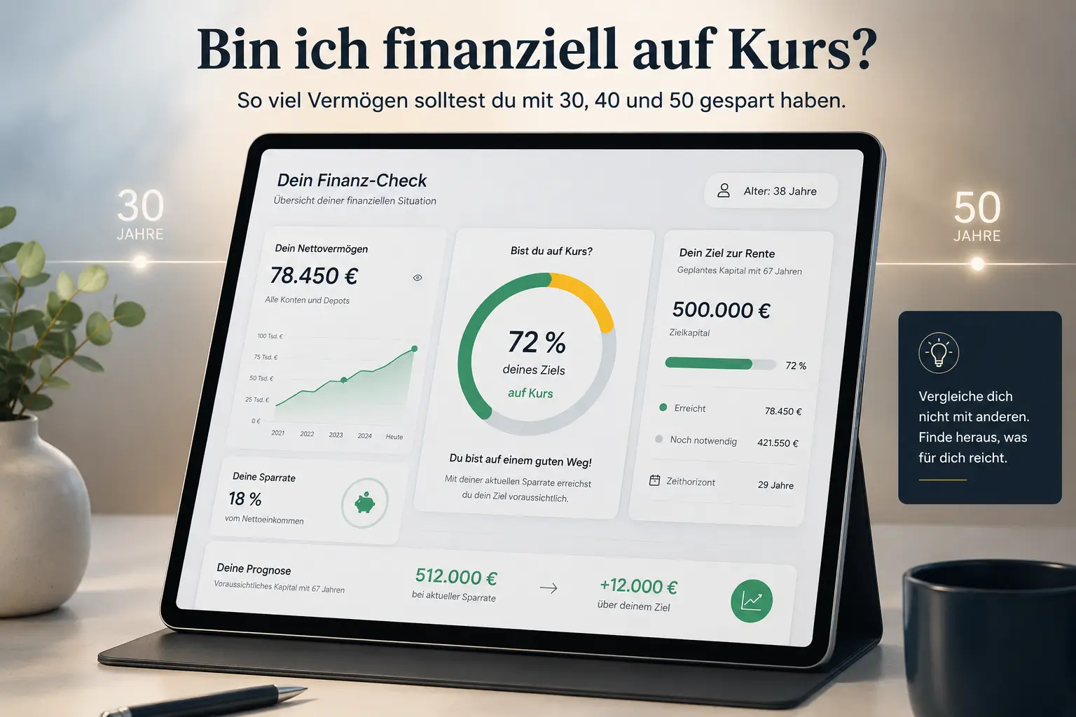 Frau Mitte 30 plant ihre Finanzen, wie viel sollte man mit 30 gespart haben, finanzmutig